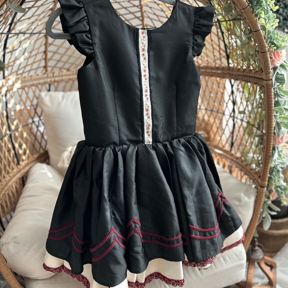 Dollcake Girls Dress 14 Black Midnight Gleam in The Light Embroidered Full Skirt